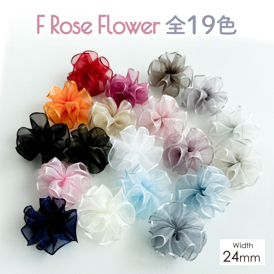F Rose Flower | Organdy Sheer Flower Ribbon | 48mm (1 7/8