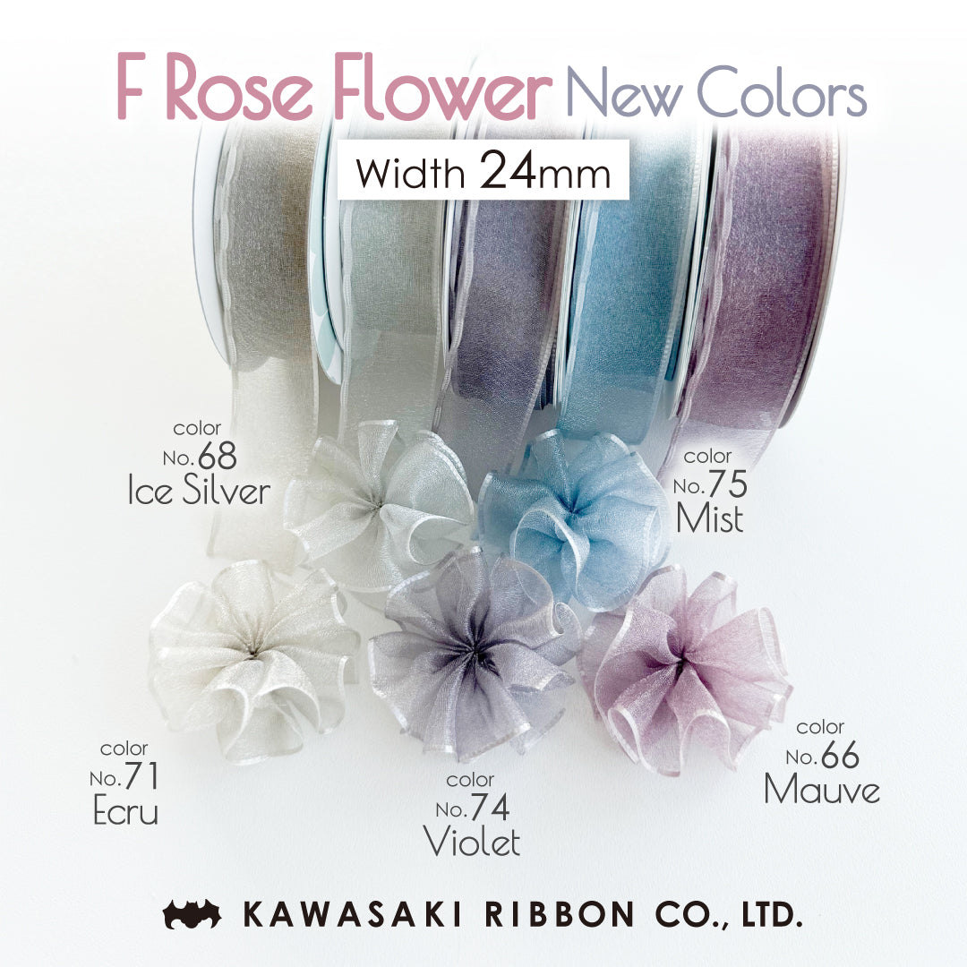 80ct Ribbon Flower F Rose Flower | Organdy Sheer Flower Ribbon | 24mm (15/16