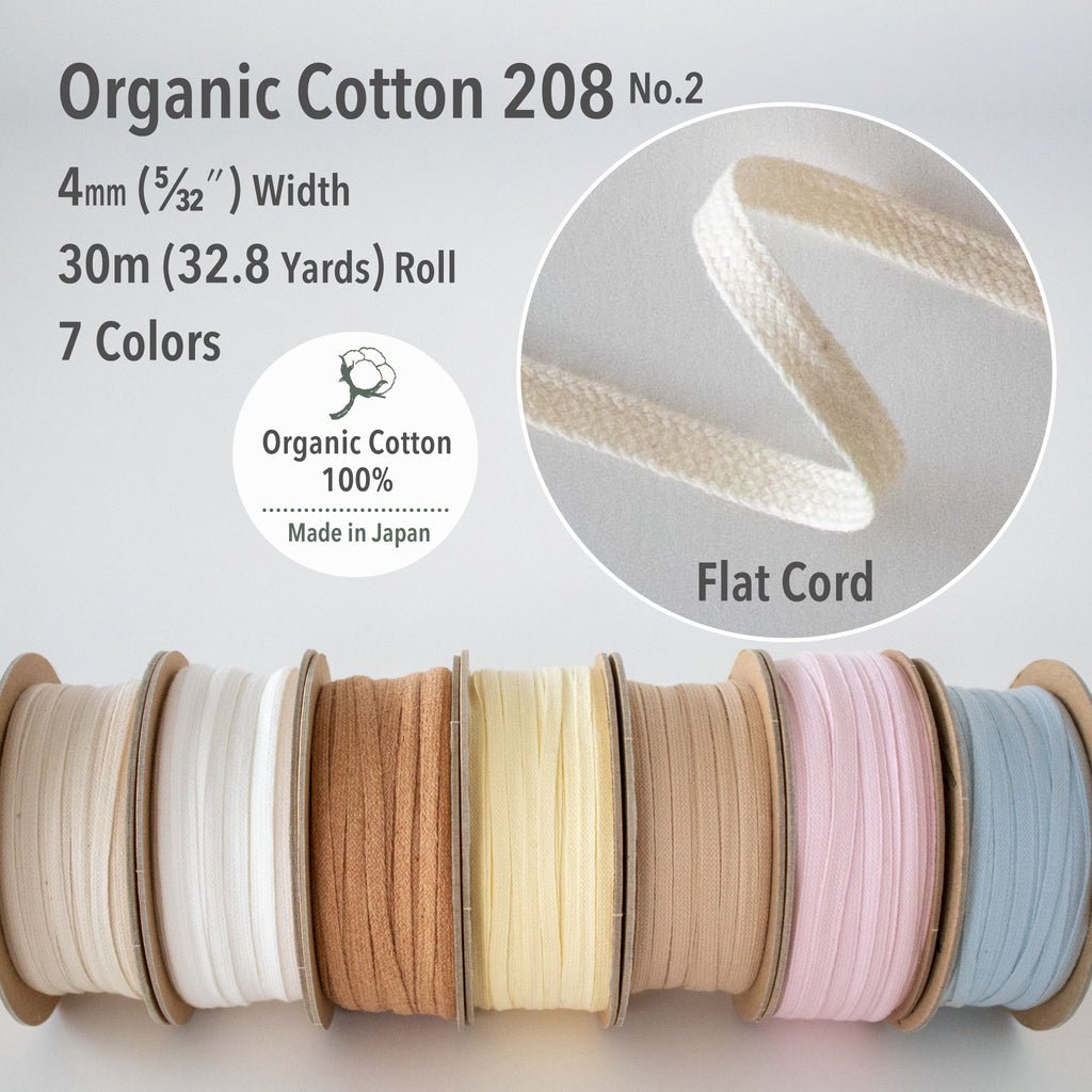 Organic Cotton 208 No.2 | 4mm (5/32″) Width | 30m (32.8 Yards