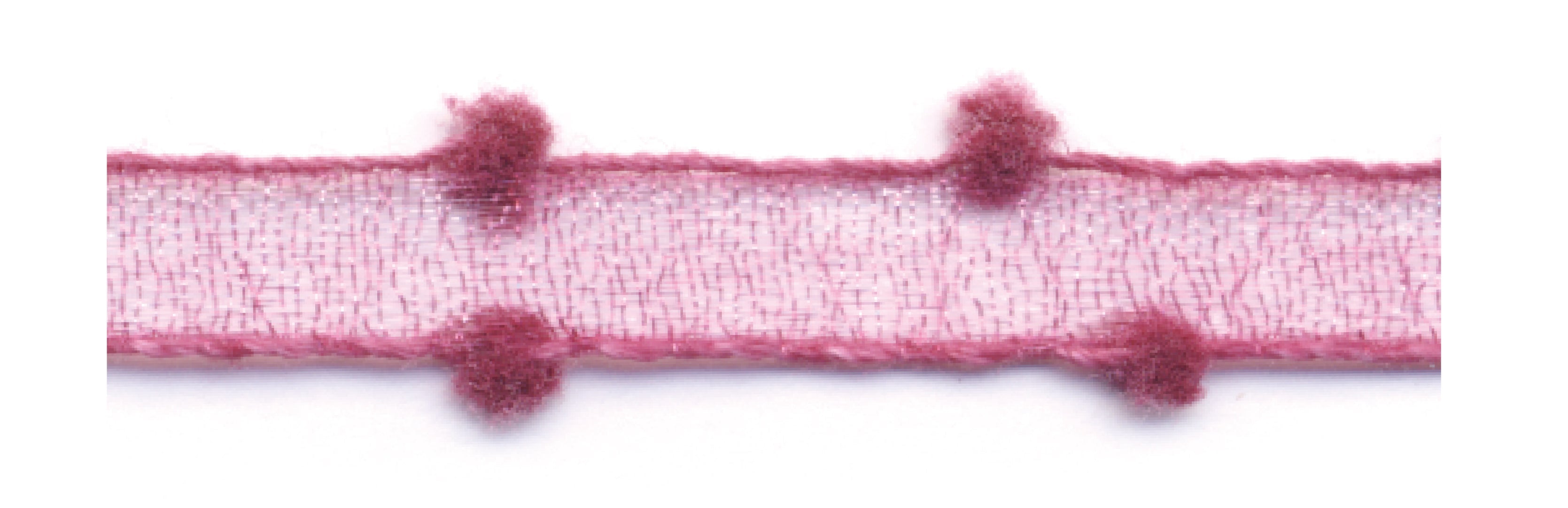 Tiny Puff | Sheer Ribbon with Pompoms | 10mm (3/8